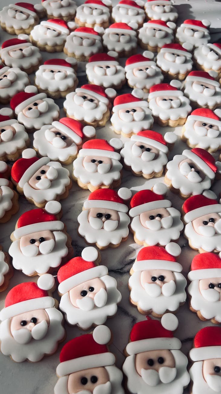 festive santa claus christmas cookies arrangement