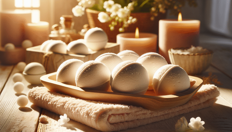 bath bombs on a tray sitting on top of a towel