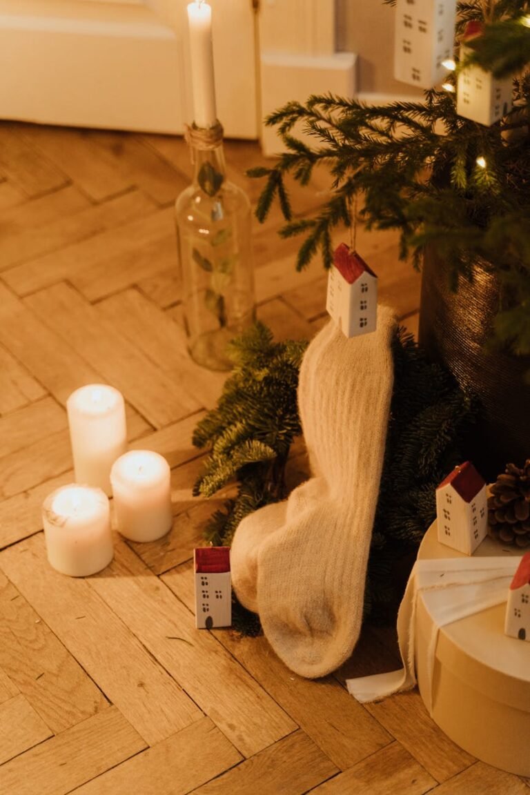 candles and christmas decoration