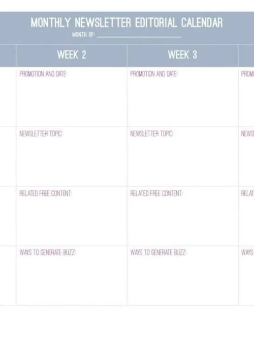 Monthly Newsletter Editorial Planner
