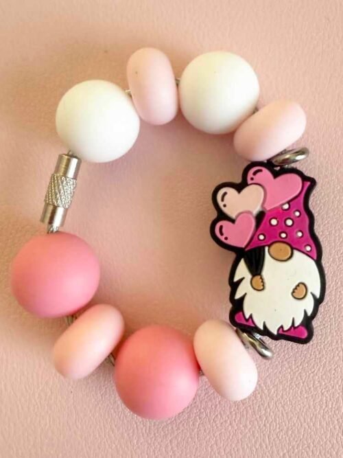 The "Pink Gnome with Hearts" Tumbler Dangler for Stanley Tumbler or Yeti