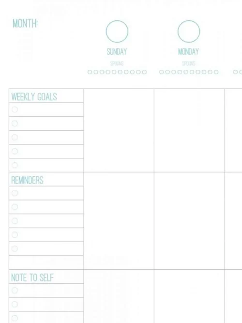 Week on Two Pages Planner - Month Name Only