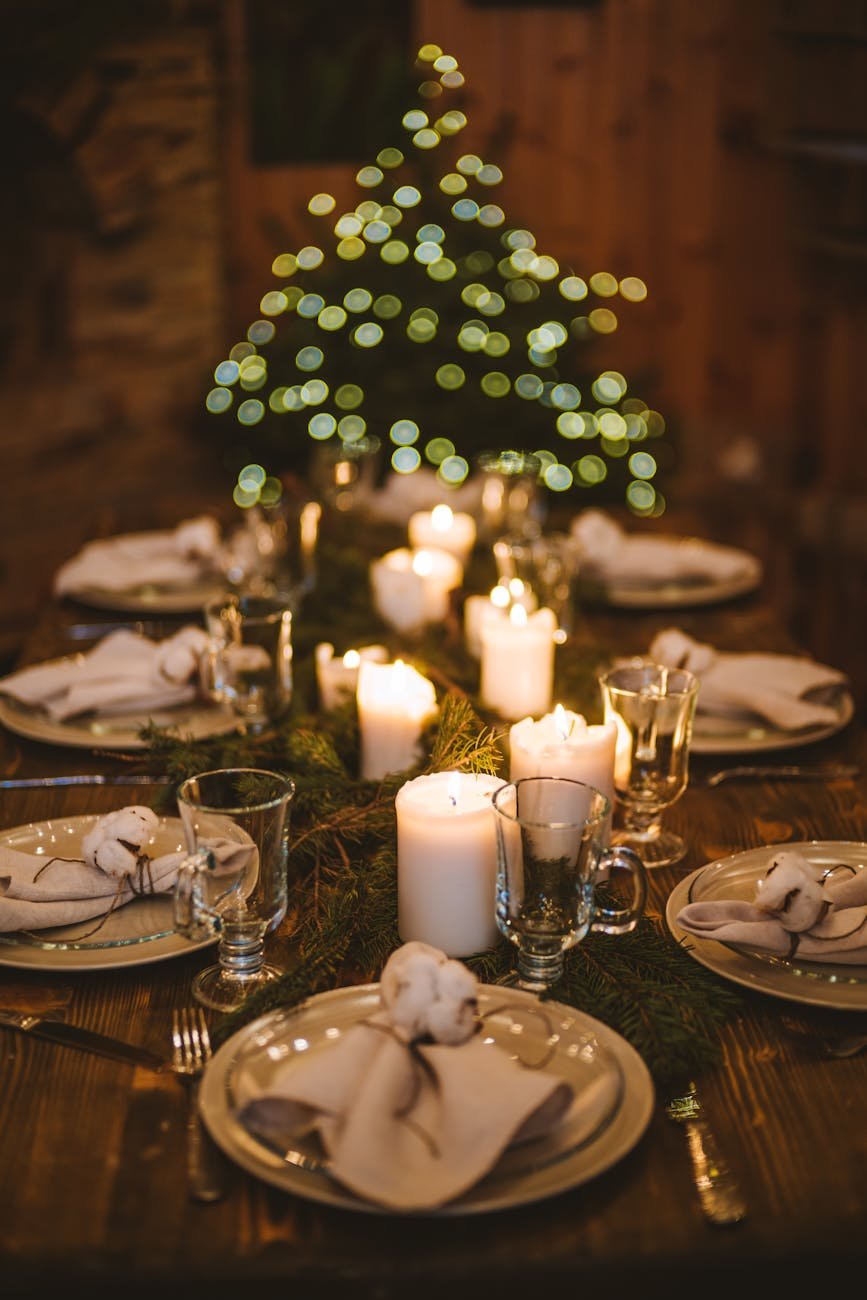 a close up shot of a table setting